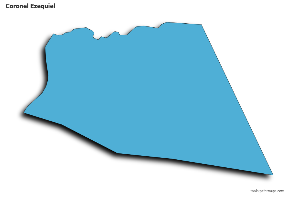 Mapa de Coronel Ezequiel con efecto de sombra 3D