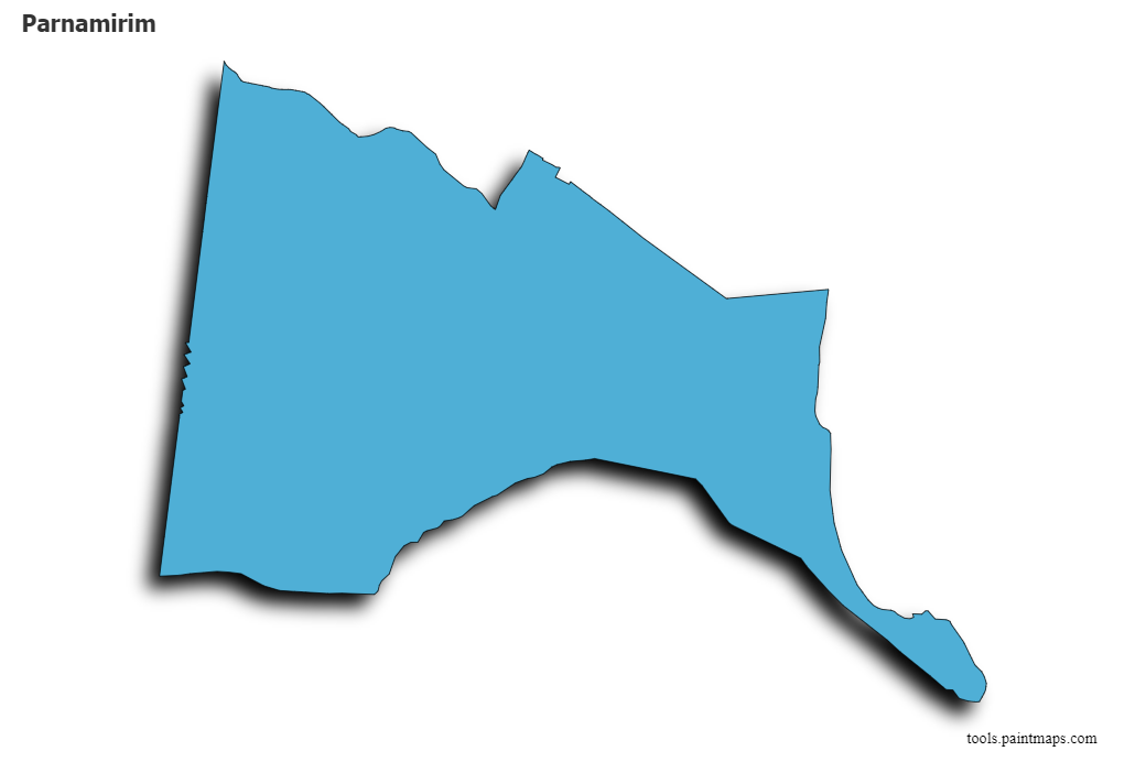Mapa de Parnamirim con efecto de sombra 3D