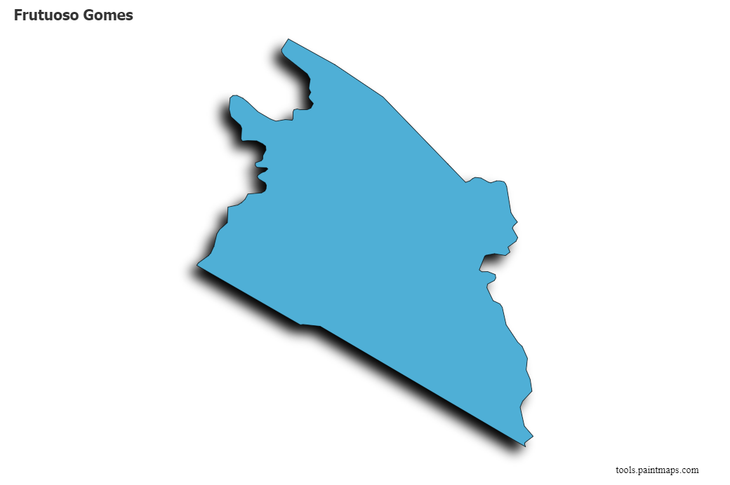 Mapa de Frutuoso Gomes con efecto de sombra 3D