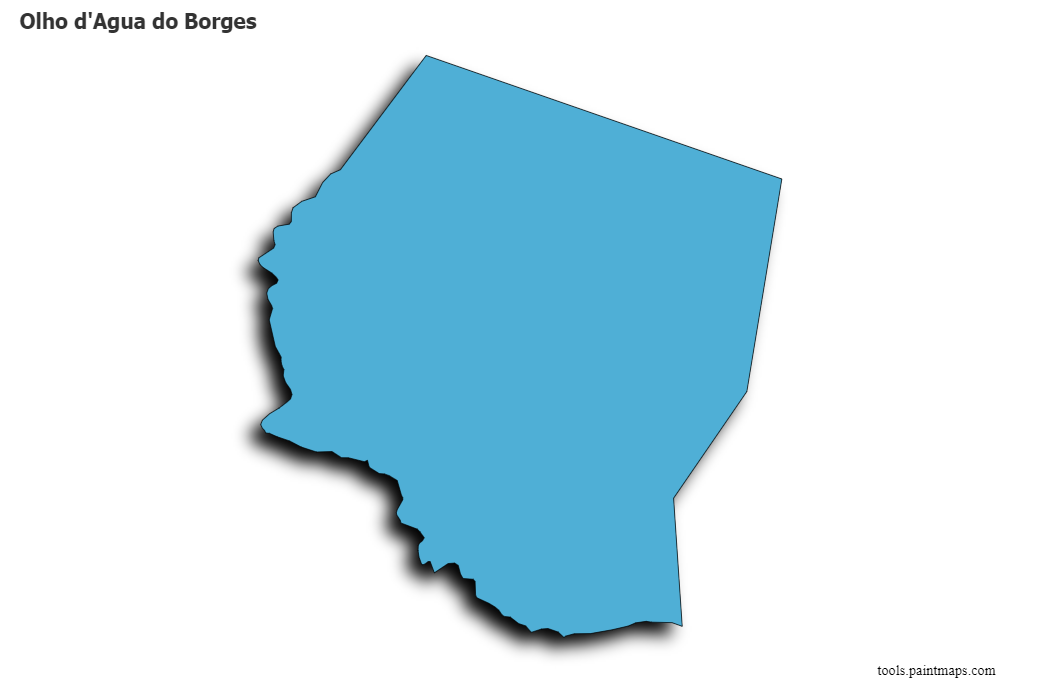 Mapa de Olho d'Agua do Borges con efecto de sombra 3D