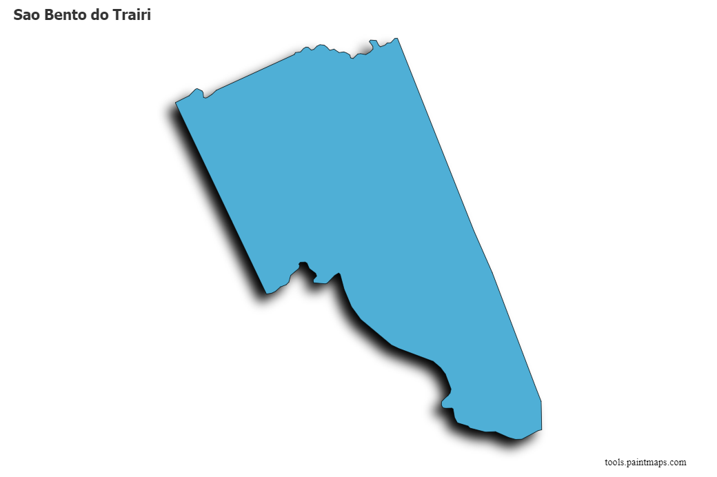 Mapa de Sao Bento do Trairi con efecto de sombra 3D