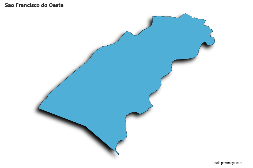 Mapa de Sao Francisco do Oeste con efecto de sombra 3D