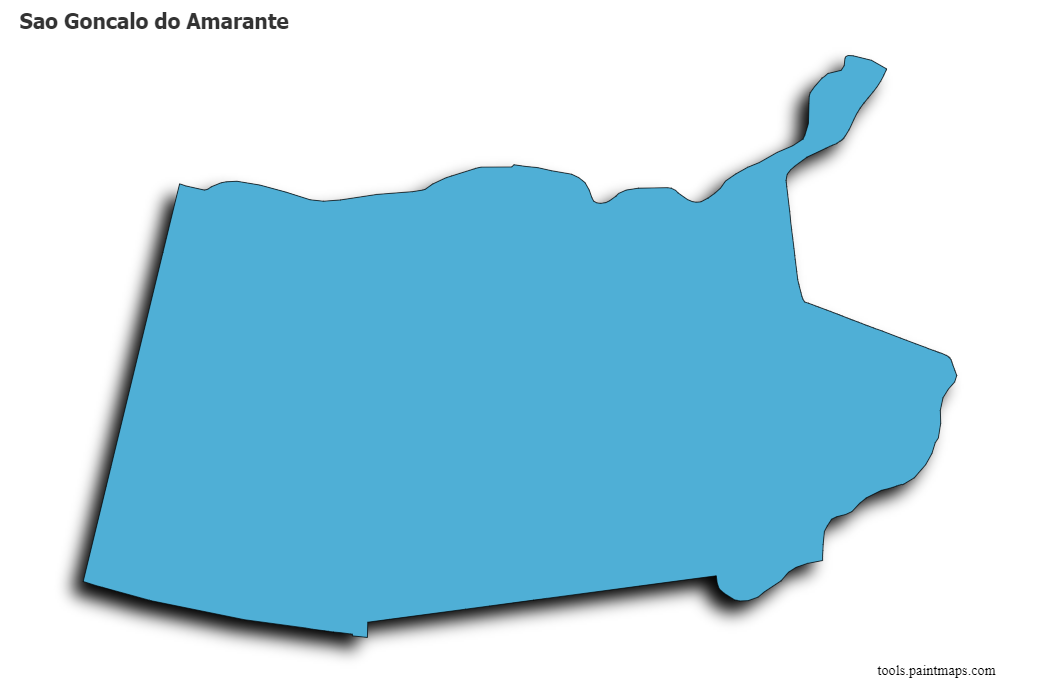 Mapa de Sao Goncalo do Amarante con efecto de sombra 3D