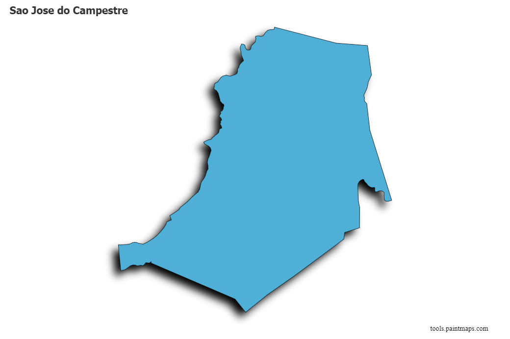 3D gölge efektli Sao Jose do Campestre haritası