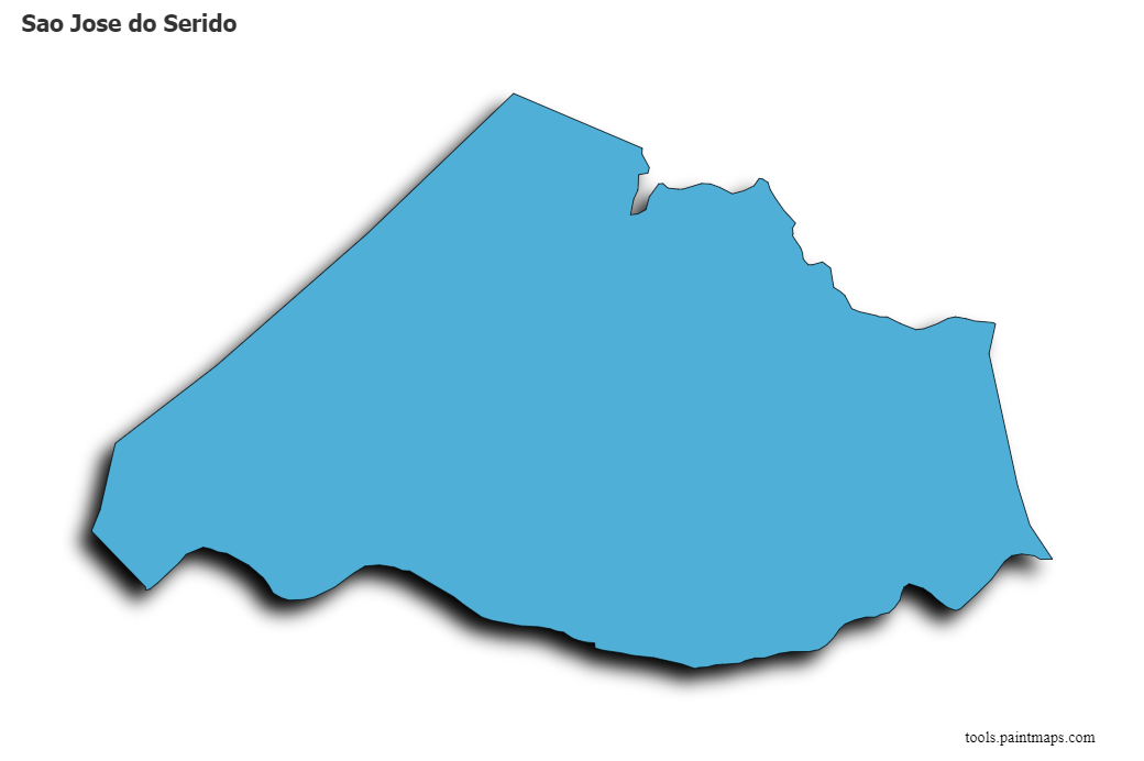 Mapa de Sao Jose do Serido con efecto de sombra 3D