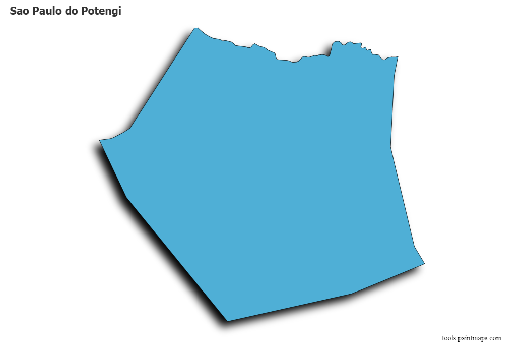 3D gölge efektli Sao Paulo do Potengi haritası