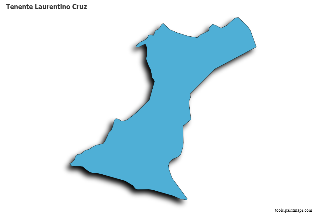 Mapa de Tenente Laurentino Cruz con efecto de sombra 3D