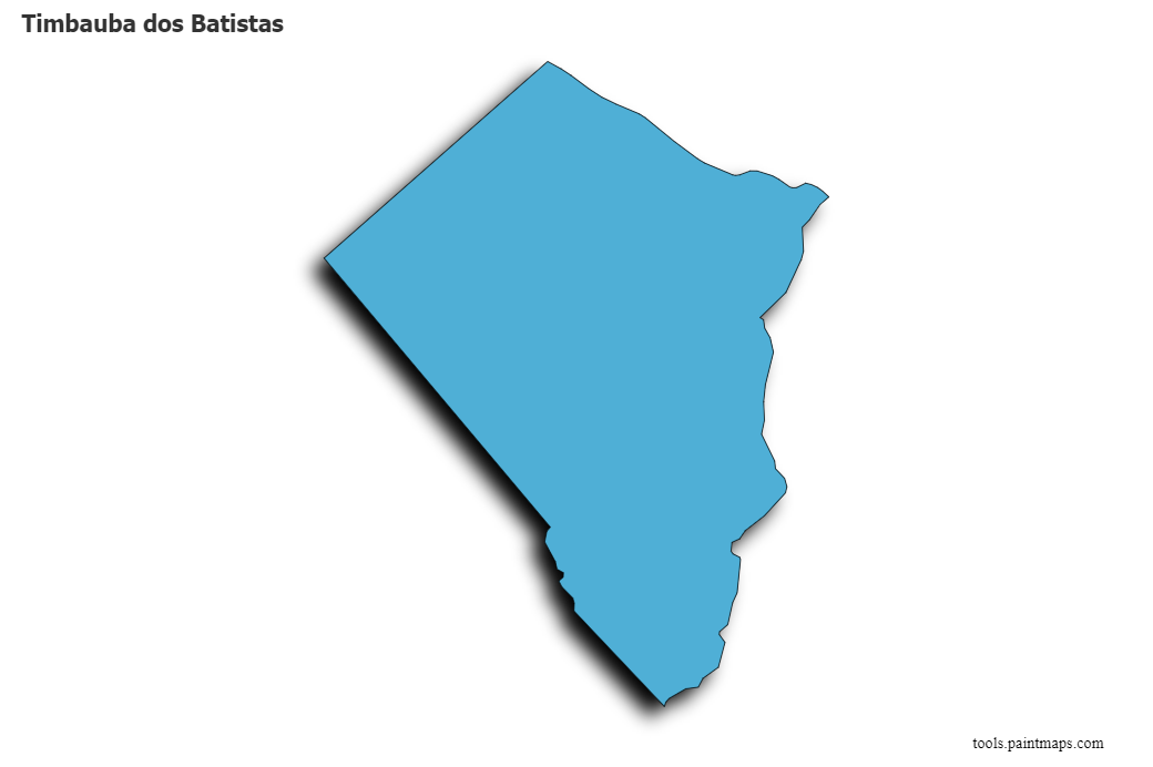 Mapa de Timbauba dos Batistas con efecto de sombra 3D