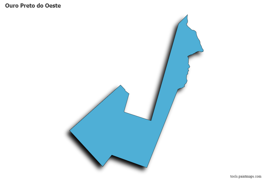 Mapa de Ouro Preto do Oeste con efecto de sombra 3D