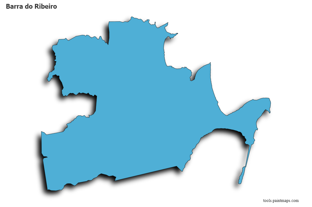 Mapa de Barra do Ribeiro con efecto de sombra 3D