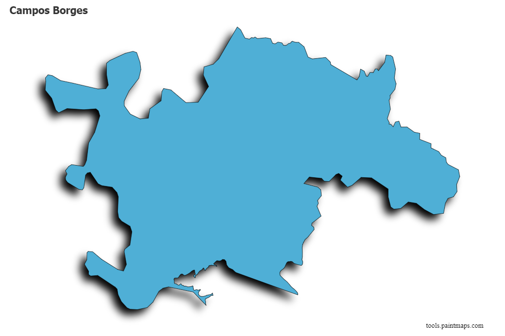 Mapa de Campos Borges con efecto de sombra 3D