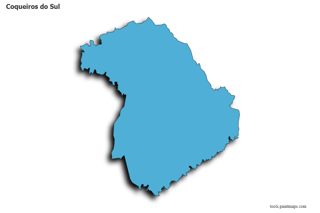 Mapa de Coqueiros do Sul con efecto de sombra 3D