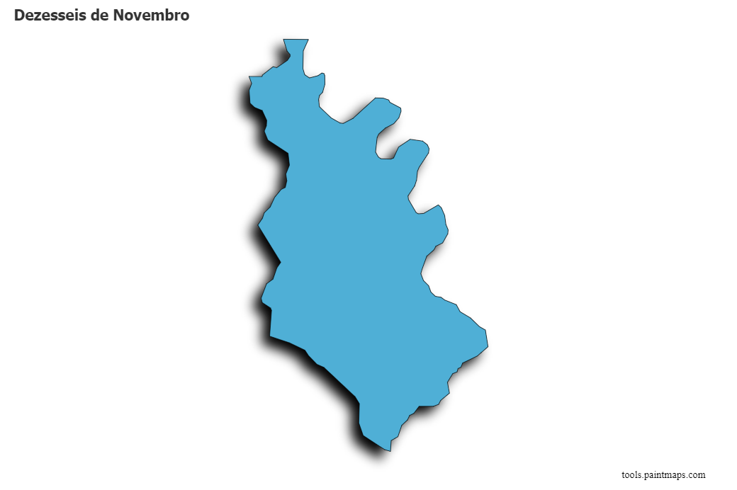 Mapa de Dezesseis de Novembro con efecto de sombra 3D