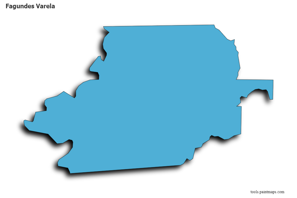 Mapa de Fagundes Varela con efecto de sombra 3D