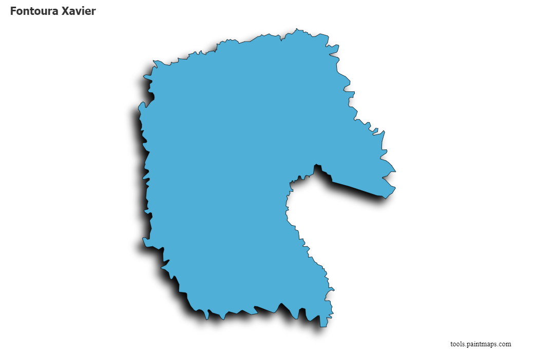 Mapa de Fontoura Xavier con efecto de sombra 3D
