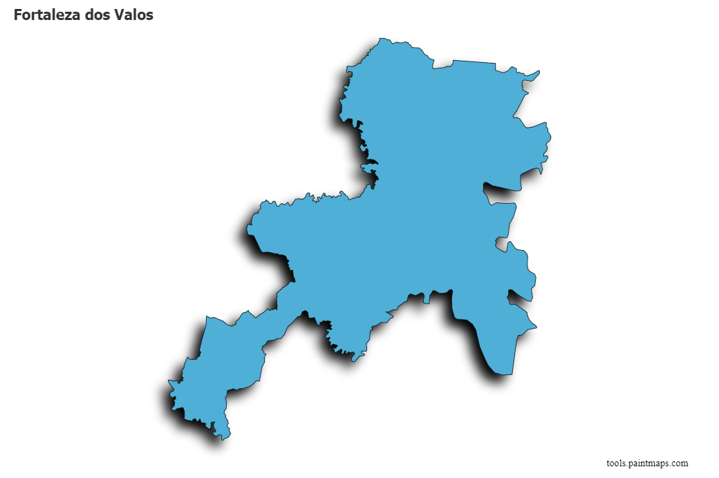 Mapa de Fortaleza dos Valos con efecto de sombra 3D