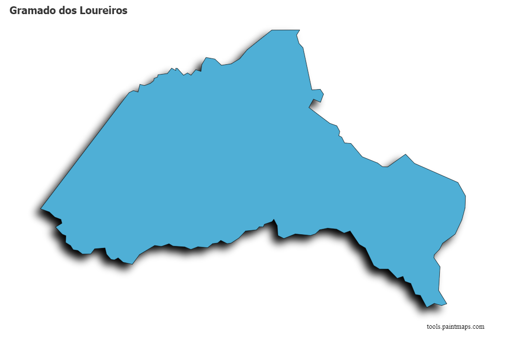 Mapa de Gramado dos Loureiros con efecto de sombra 3D