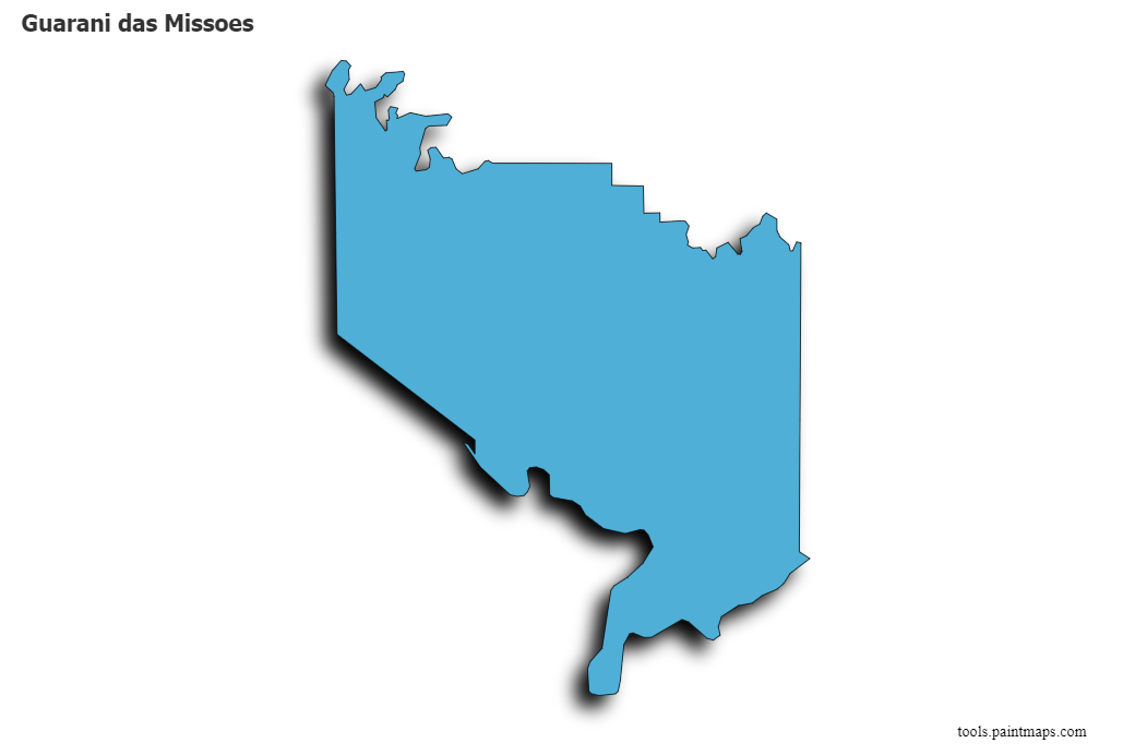 Mapa de Guarani das Missoes con efecto de sombra 3D