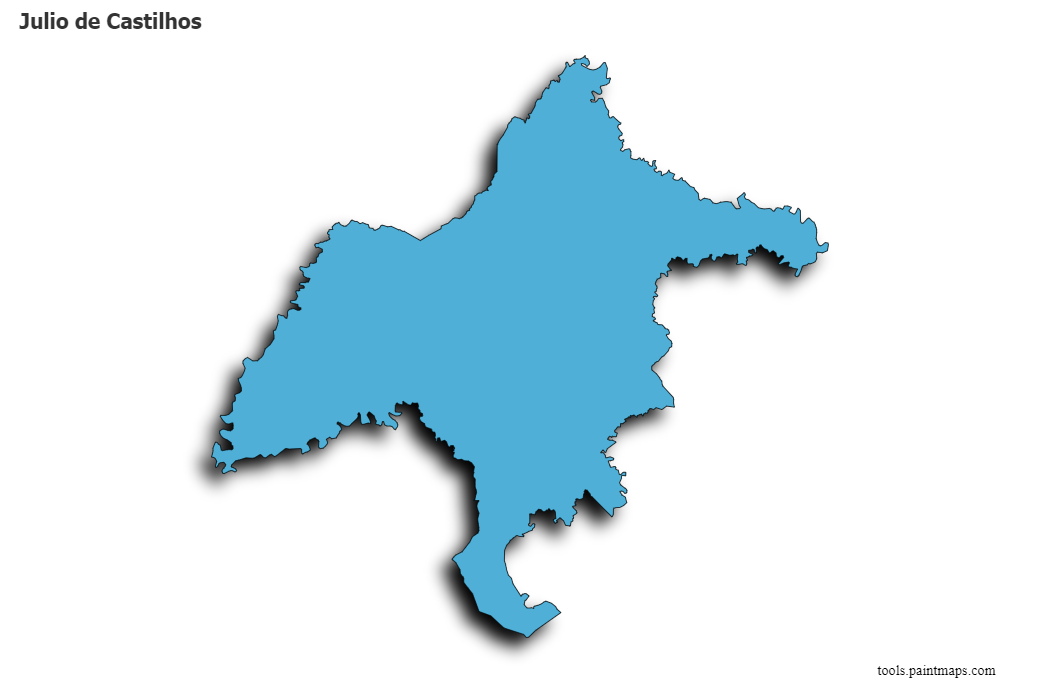 Mapa de Julio de Castilhos con efecto de sombra 3D