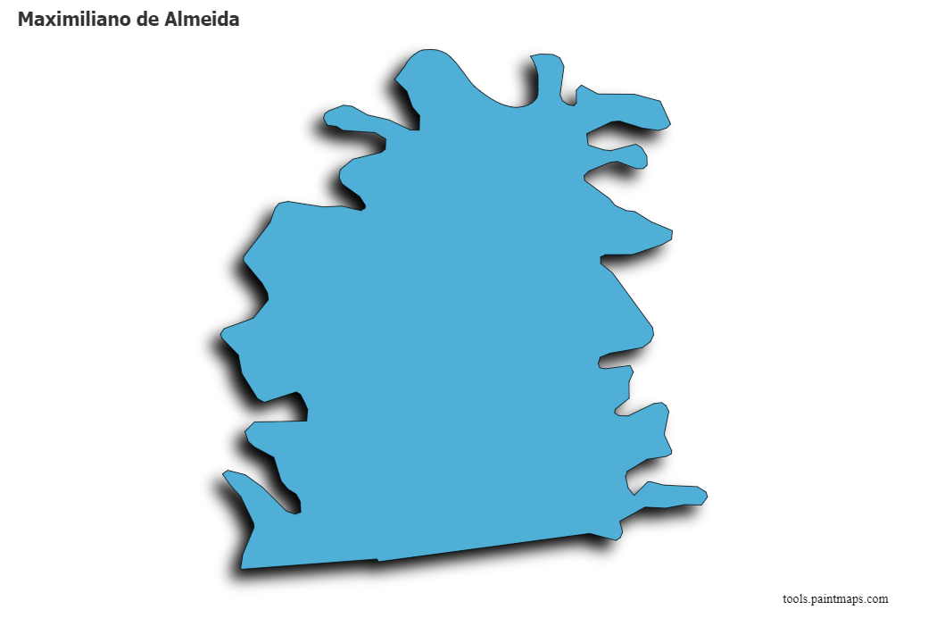 Mapa de Maximiliano de Almeida con efecto de sombra 3D