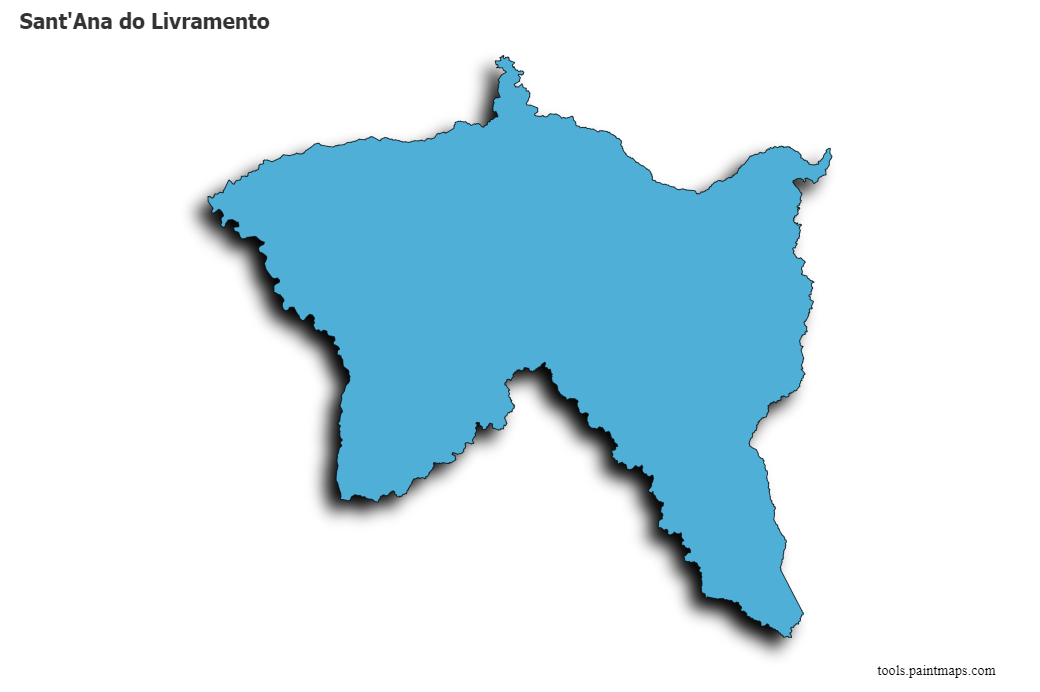 Mapa de Sant'Ana do Livramento con efecto de sombra 3D