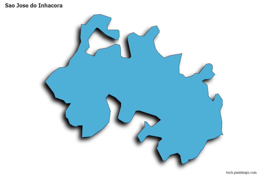 Mapa de Sao Jose do Inhacora con efecto de sombra 3D