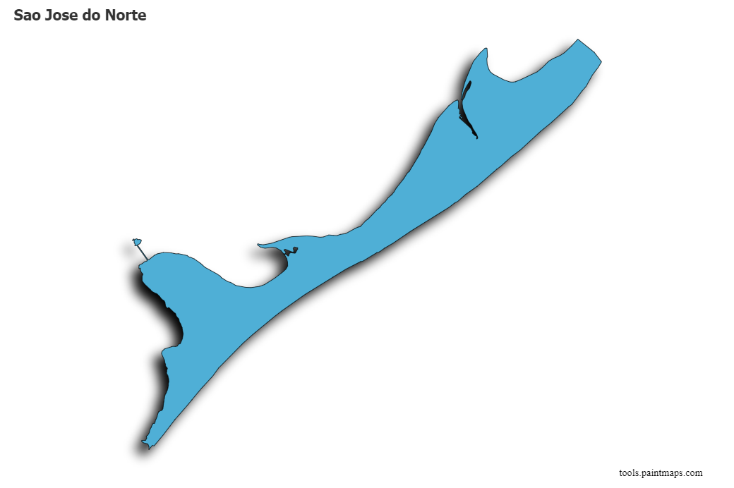 Mapa de Sao Jose do Norte con efecto de sombra 3D