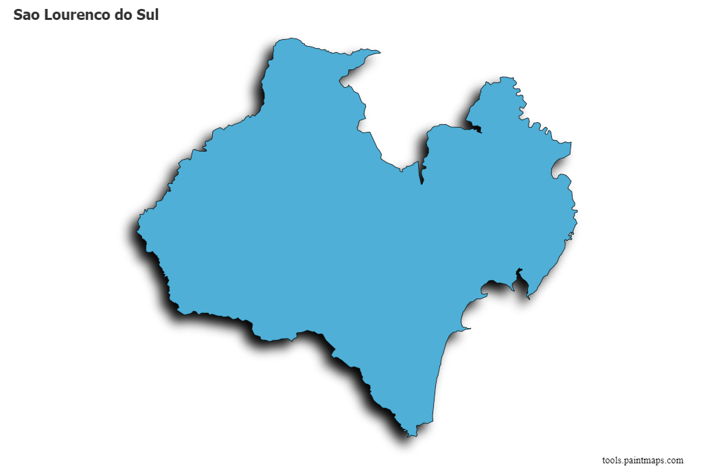 Mapa de Sao Lourenco do Sul con efecto de sombra 3D