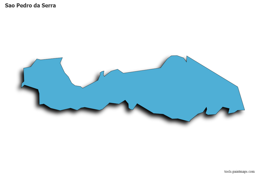 Mapa de Sao Pedro da Serra con efecto de sombra 3D