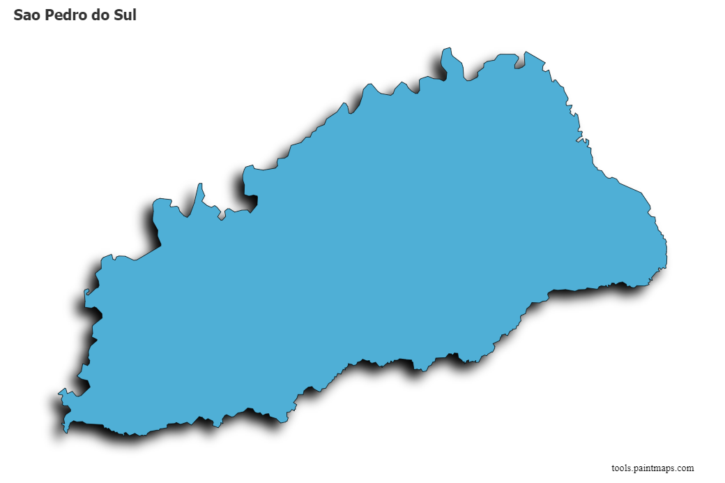 Mapa de Sao Pedro do Sul con efecto de sombra 3D