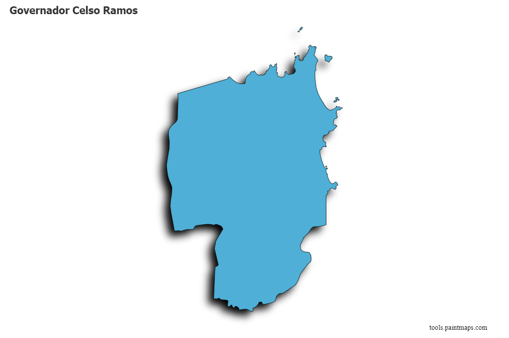 Governador Celso Ramos map with 3d shadow effect