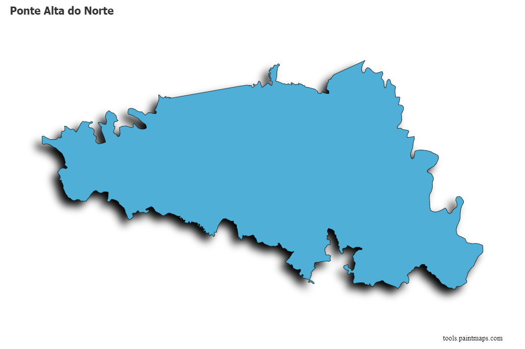 Ponte Alta do Norte map with 3d shadow effect