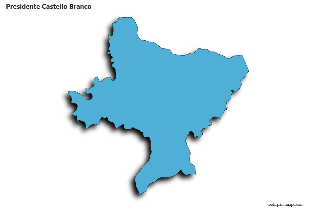 Mapa de Presidente Castello Branco con efecto de sombra 3D