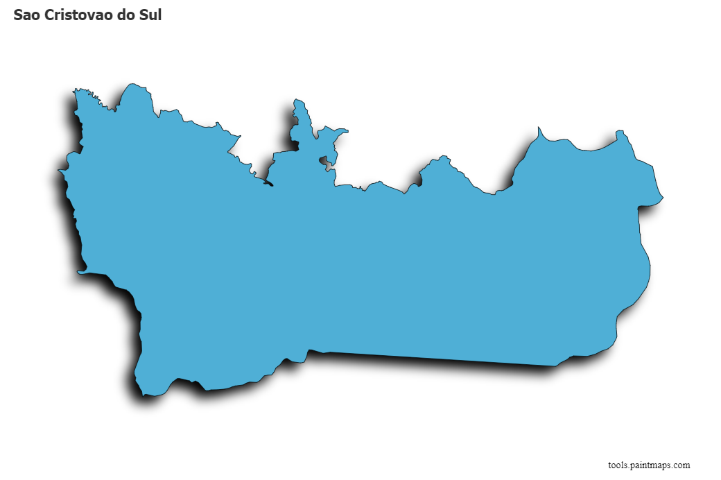 Sao Cristovao do Sul map with 3d shadow effect