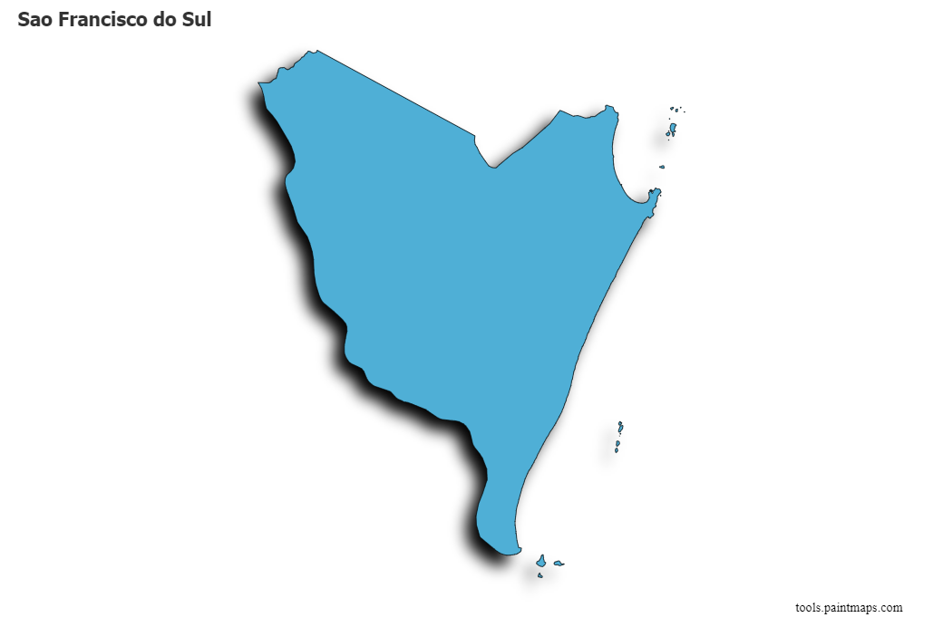 Sao Francisco do Sul map with 3d shadow effect