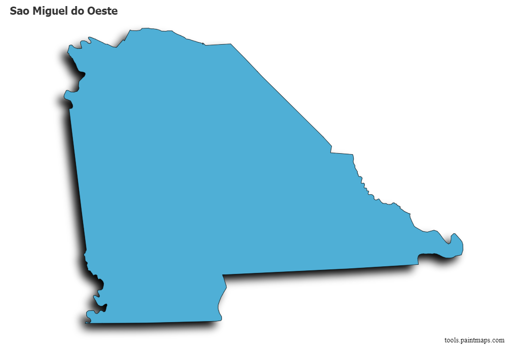 3D gölge efektli Sao Miguel do Oeste haritası