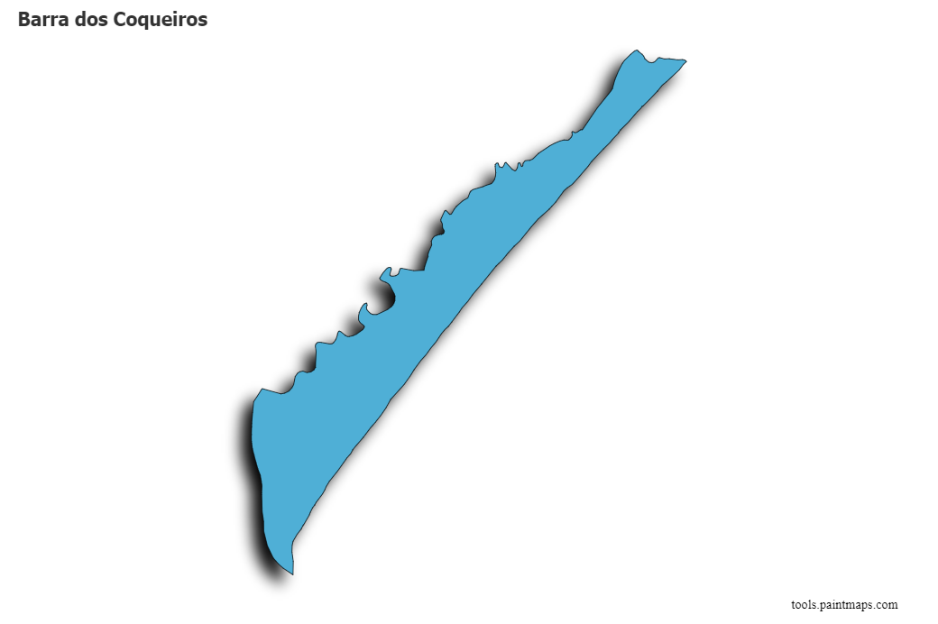 Barra dos Coqueiros map with 3d shadow effect