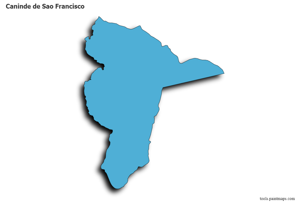 Caninde de Sao Francisco map with 3d shadow effect