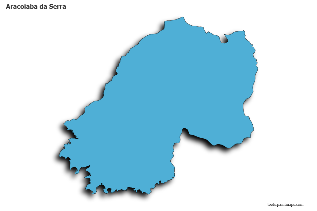 Mapa de Aracoiaba da Serra con efecto de sombra 3D