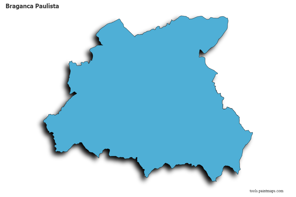 Mapa de Braganca Paulista con efecto de sombra 3D