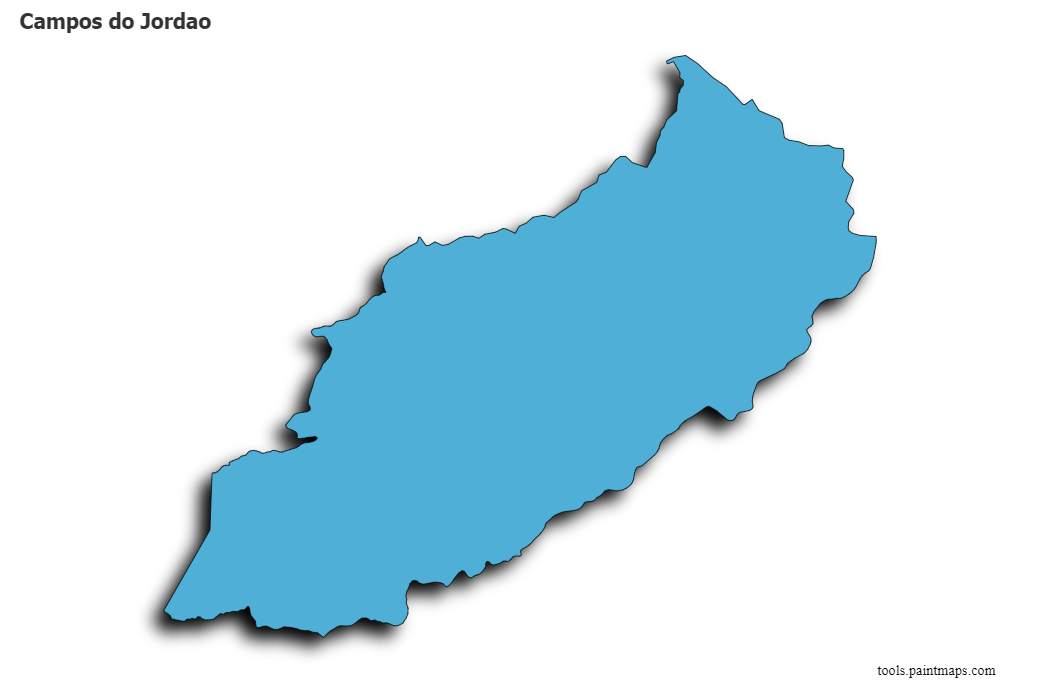 Mapa de Campos do Jordao con efecto de sombra 3D