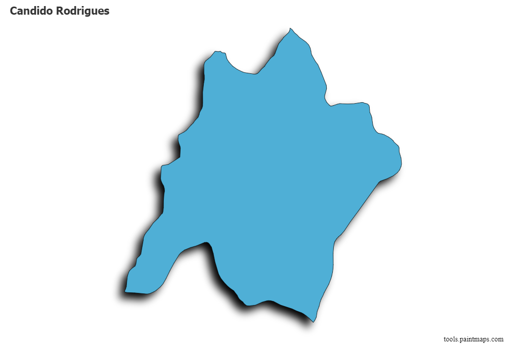 Mapa de Candido Rodrigues con efecto de sombra 3D