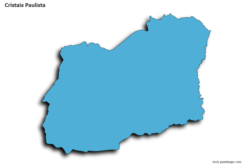 Mapa de Cristais Paulista con efecto de sombra 3D