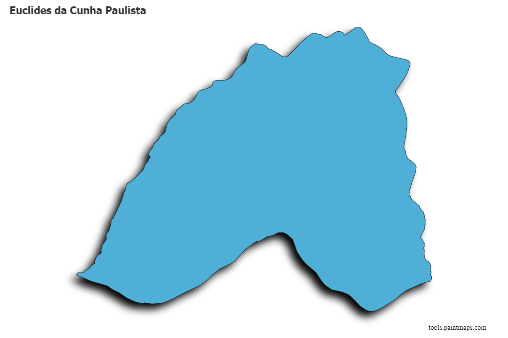 Euclides da Cunha Paulista map with 3d shadow effect