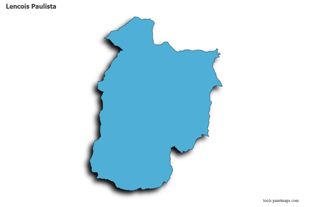 Mapa de Lencois Paulista con efecto de sombra 3D