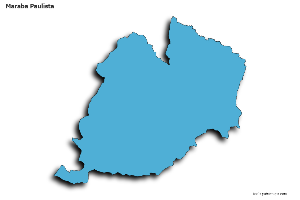 Mapa de Maraba Paulista con efecto de sombra 3D