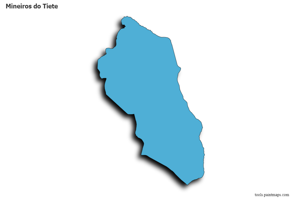 3D gölge efektli Mineiros do Tiete haritası