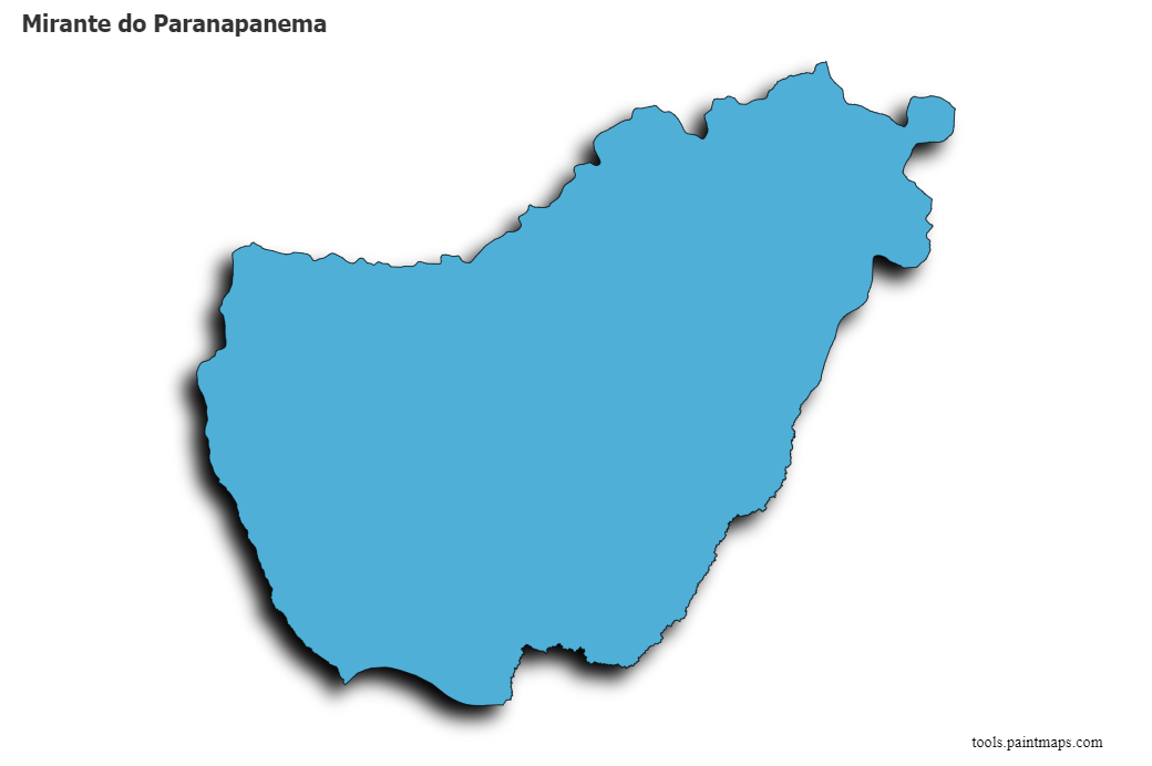 Mapa de Mirante do Paranapanema con efecto de sombra 3D