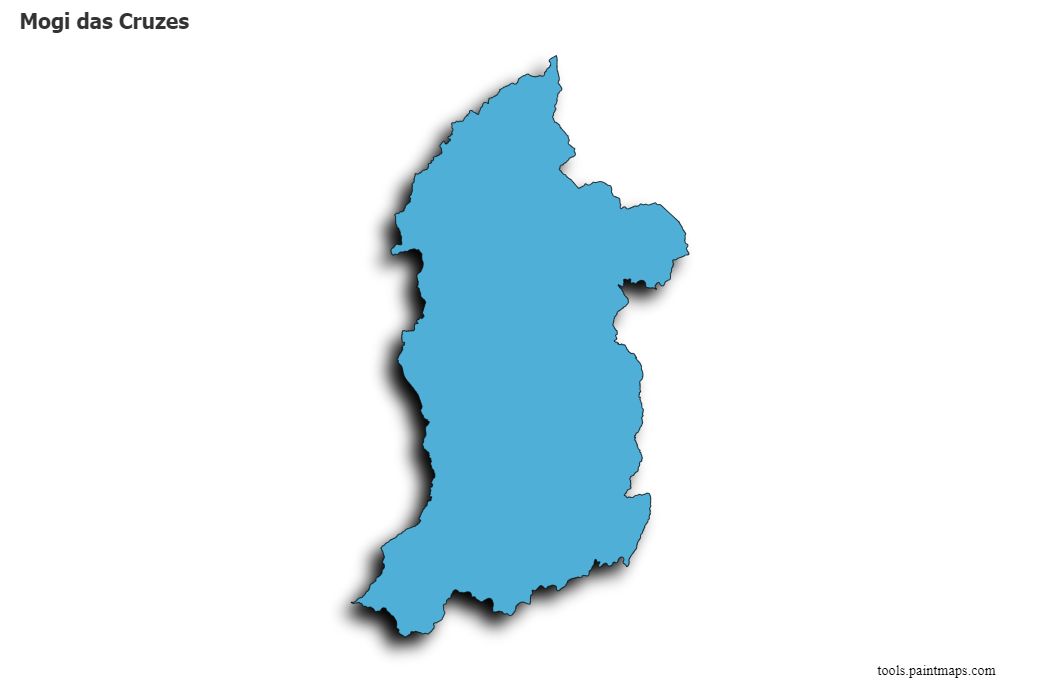 Mapa de Mogi das Cruzes con efecto de sombra 3D