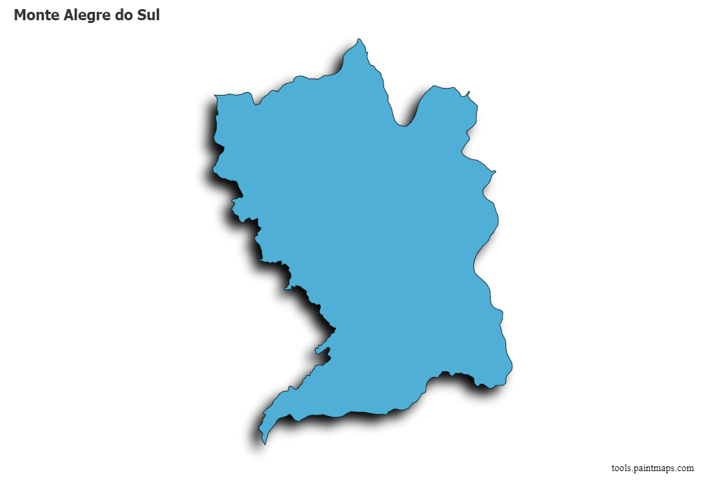 3D gölge efektli Monte Alegre do Sul haritası